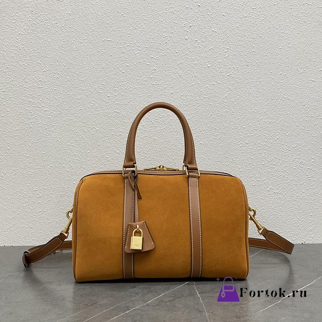 Fortok Celine Boston Brown Suede Bag Brown 119573 31x20x17cm - 1
