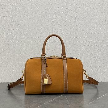 Fortok Celine Boston Brown Suede Bag Brown 119573 31x20x17cm