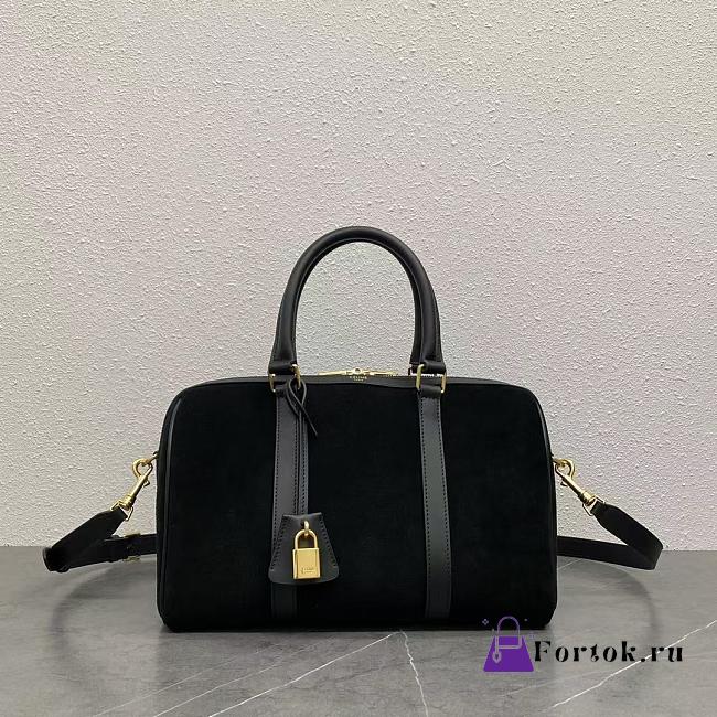Fortok Celine Boston Brown Suede Bag Black 119573 31x20x17cm - 1
