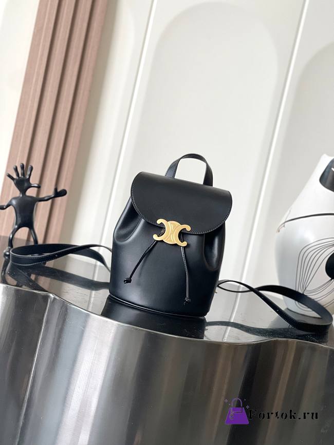 Fortok Celine Bonnie Black Leather Backpack 118703 25x18x13cm - 1