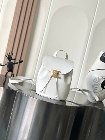Fortok Celine Bonnie White Leather Backpack 118703 25x18x13cm