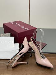 Fortok Gucci Letter Buckle Chain High-heeled Sandals Light Pink - 2