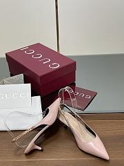 Fortok Gucci Letter Buckle Chain High-heeled Sandals Light Pink - 3