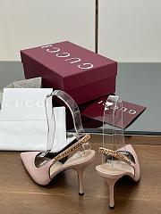 Fortok Gucci Letter Buckle Chain High-heeled Sandals Light Pink - 5