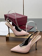 Fortok Gucci Letter Buckle Chain High-heeled Sandals Light Pink - 6