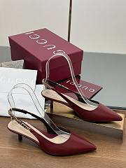 Fortok Gucci Letter Buckle Chain High-heeled Sandals Burgundy - 1