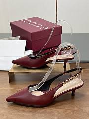 Fortok Gucci Letter Buckle Chain High-heeled Sandals Burgundy - 4