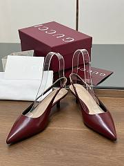 Fortok Gucci Letter Buckle Chain High-heeled Sandals Burgundy - 6