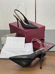 Fortok Gucci Letter Buckle Chain High-heeled Sandals Black - 4