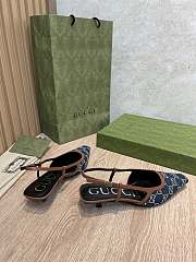 Fortok Gucci Slingbacks Dark Blue Denim - 5