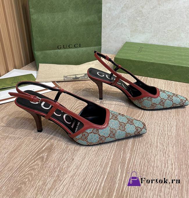 Fortok Gucci Slingback Pumps Light Blue - 1
