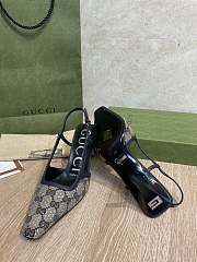 Fortok Gucci Slingback Pumps Dark Blue & Beige - 5