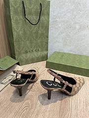 Fortok Gucci GG Pointed Toe Slingback Pumps Dark Brown & Beige - 6