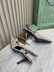 Fortok Gucci GG Pointed Toe Slingback Pumps Dark Brown & Beige - 2