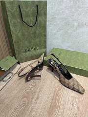 Fortok Gucci GG Pointed Toe Slingback Pumps Brown & Beige - 6