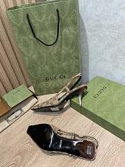 Fortok Gucci GG Pointed Toe Slingback Pumps Brown & Beige - 5