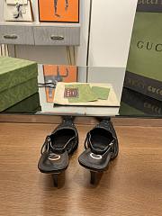 Fortok Gucci GG Slingback 75mm Pump Black Moire Fabric GG Crytsal Applique - 2