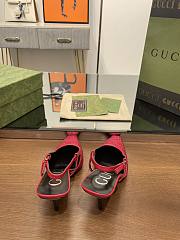 Fortok Gucci GG Slingback 75mm Pump Pink Moire Fabric GG Crytsal Applique - 2