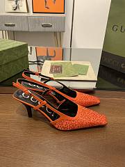 Fortok Gucci GG Slingback 75mm Pump Organe Moire Fabric GG Crytsal Applique - 1