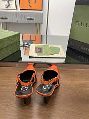 Fortok Gucci GG Slingback 75mm Pump Organe Moire Fabric GG Crytsal Applique - 3