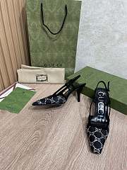 Fortok Gucci GG Crystal Lace Mesh Fabric Pumps Black - 6