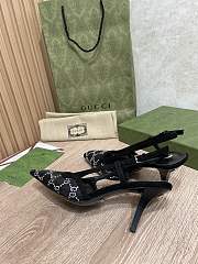 Fortok Gucci GG Crystal Lace Mesh Fabric Pumps Black - 3