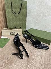 Fortok Gucci GG Crystal Lace Mesh Fabric Pumps Black - 2