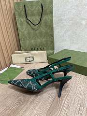 Fortok Gucci GG Crystal Lace Mesh Fabric Pumps Green - 3