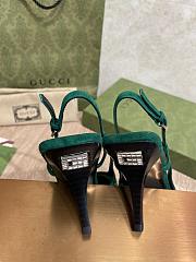 Fortok Gucci GG Crystal Lace Mesh Fabric Pumps Green - 4