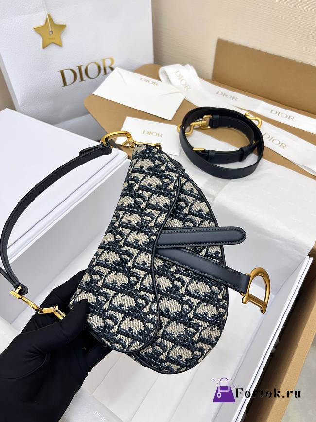 Fortok Christian Dior Blue Saddle Original bag Silver 21x18x5cm - 1