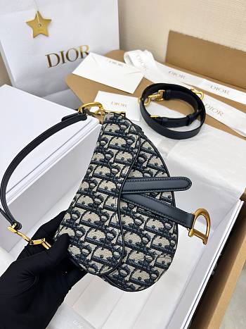 Fortok Christian Dior Blue Saddle Original bag Silver 21x18x5cm