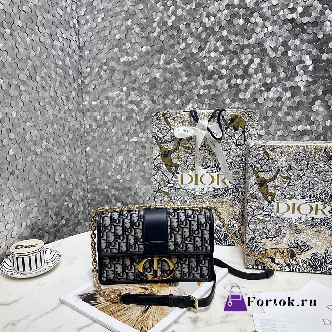 Fortok Dior 30 Montaigne Chain Bag Blue M915796 25x16.5x8cm  - 1