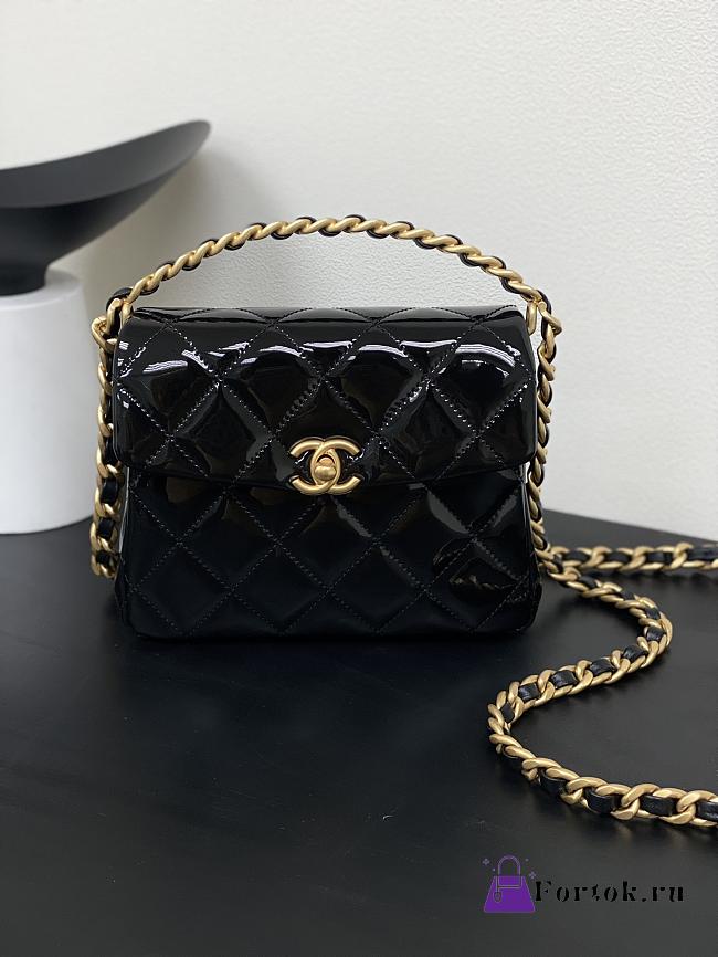 Fortok Chanel CC Mini Flap Bag Black M916640 17×14×6cm - 1