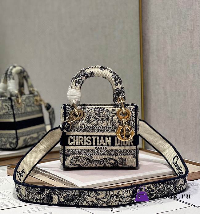 Fortok Dior Mini Lady D-Lite Bag Blue M898384 17×7.5×14cm - 1