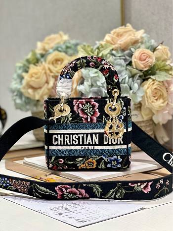 Fortok Dior Medium Lady D-Lite Bag Black M898380 17×7.5×14cm