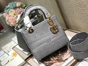 Fortok  Dior Medium Lady D-Lite Canvas Embroidered Grey M909601 24x20x11cm - 5
