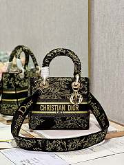 Fortok Dior MEDIUM LADY D-LITE BAG Black Multicolor M898375 24x20x11cm  - 1