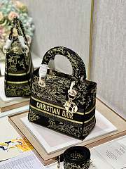 Fortok Dior MEDIUM LADY D-LITE BAG Black Multicolor M898375 24x20x11cm  - 4