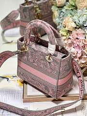 Fortok Dior Medium D-Joy Bag Pink Grey M898374 24x20x11cm  - 3
