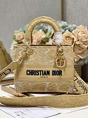 Fortok Dior Medium Lady D-lite Bag Yellow M898372 24x20x11cm - 1