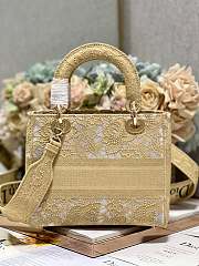 Fortok Dior Medium Lady D-lite Bag Yellow M898372 24x20x11cm - 5