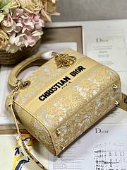 Fortok Dior Medium Lady D-lite Bag Yellow M898372 24x20x11cm - 3