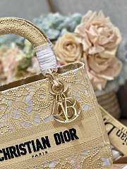 Fortok Dior Medium Lady D-lite Bag Yellow M898372 24x20x11cm - 2