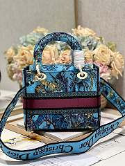 Fortok Dior Medium Lady D-lite Bag Celestial Blue Multicolor M898370 24x20x11cm - 3