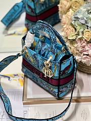 Fortok Dior Medium Lady D-lite Bag Celestial Blue Multicolor M898370 24x20x11cm - 4