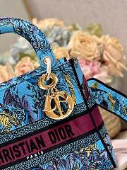 Fortok Dior Medium Lady D-lite Bag Celestial Blue Multicolor M898370 24x20x11cm - 2