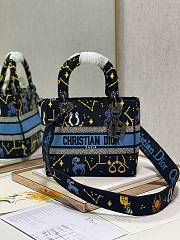 Fortok Dior Medium Lady D-lite Bag 'Black Multicolor' M898356 24x20x11cm - 1