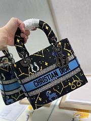 Fortok Dior Medium Lady D-lite Bag 'Black Multicolor' M898356 24x20x11cm - 5