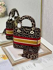 Fortok Dior Lady Dee Light Leopard Brown/Red/Yellow Velvet M898352 24x20x11cm  - 2
