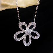 Fortok Classic Four Leaf Clover Sun Flower Necklace Gold Plated Rhinestone Charm  - 1